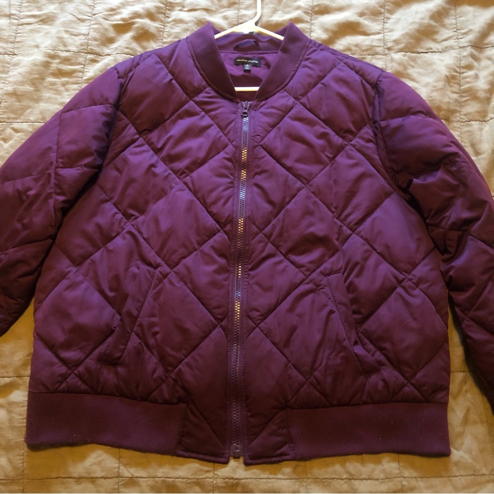 Purple Universal Standard Puffer Bomber Jacket.